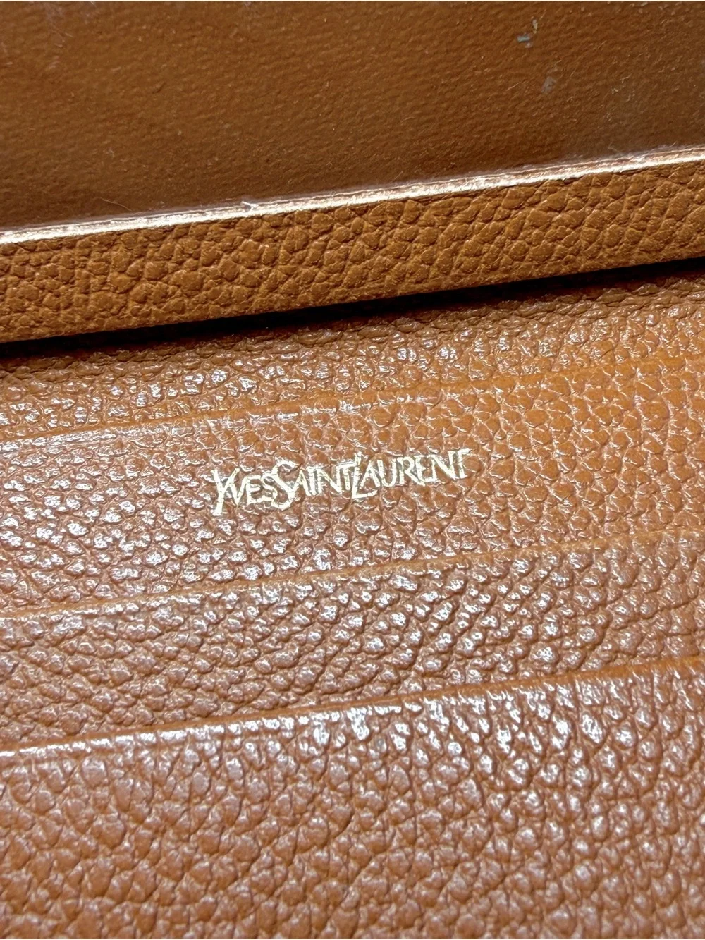 Saint Laurent Tan Pebbled Leather Card Holder